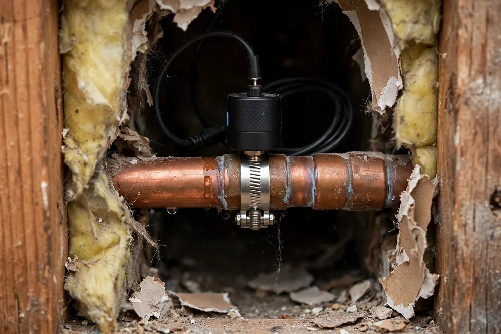 Acoustic Leak Detection Burst Pipe — a close look at a frozen pipe section