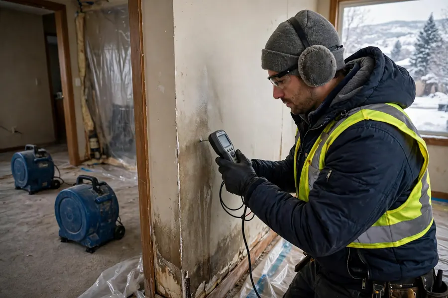 Burst Pipe & Freeze Water Damage Repair Aberdeen, ID — a technician fitting pipe insulation
