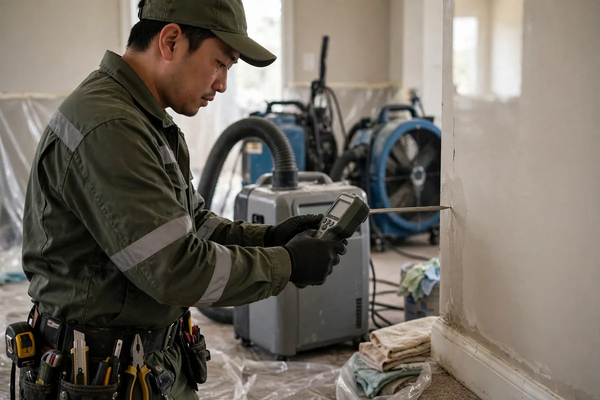 Burst Pipe & Freeze Water Damage Repair Arbon, ID — a technician fitting pipe insulation