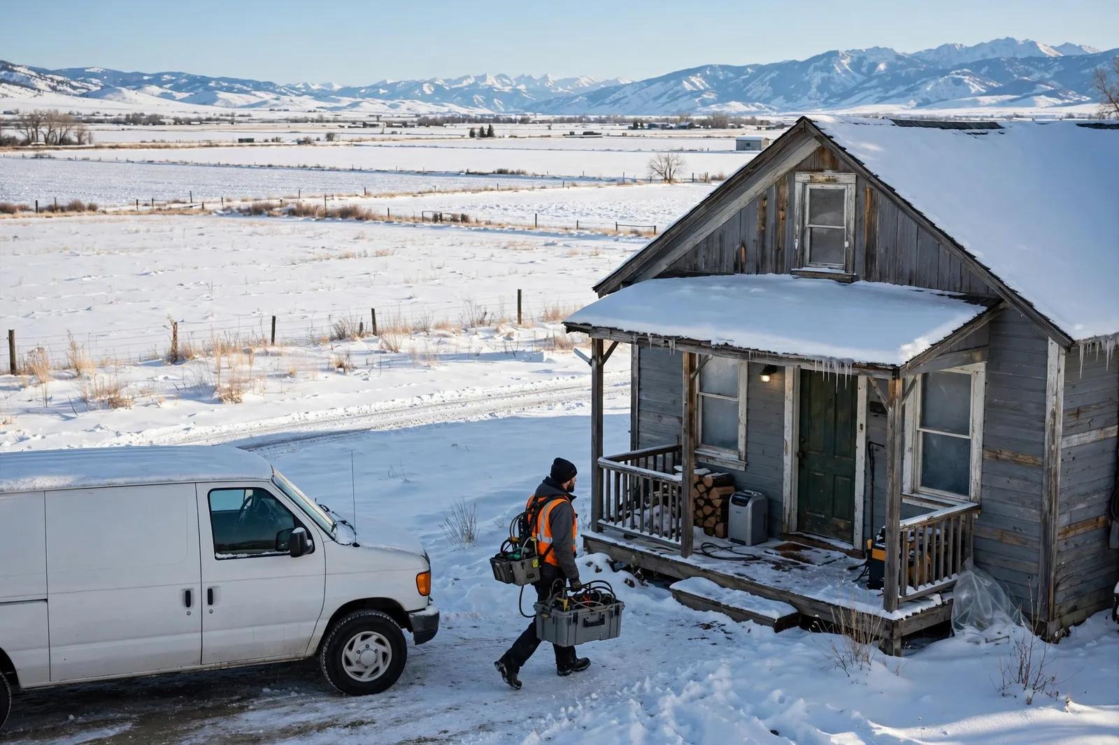 Burst Pipe & Freeze Water Damage Repair Bancroft, ID — a technician repairing a burst pipe in a home