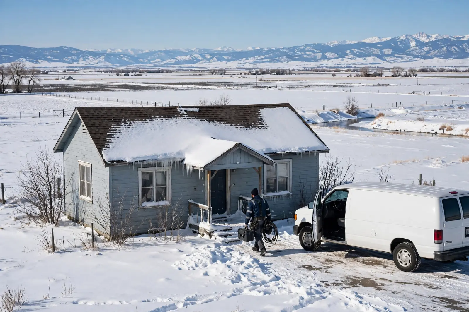 Burst Pipe & Freeze Water Damage Repair Blackfoot, ID — a technician repairing a burst pipe in a home