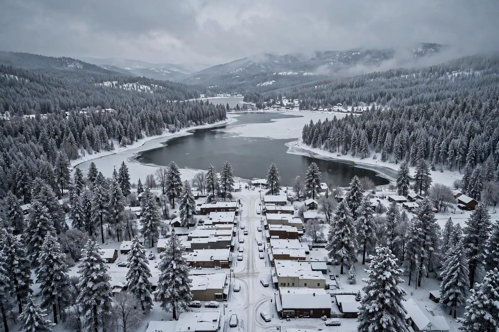 Burst Pipe & Freeze Water Damage Repair Bonner County, ID — an Idaho winter landscape in Bonner County with a service van