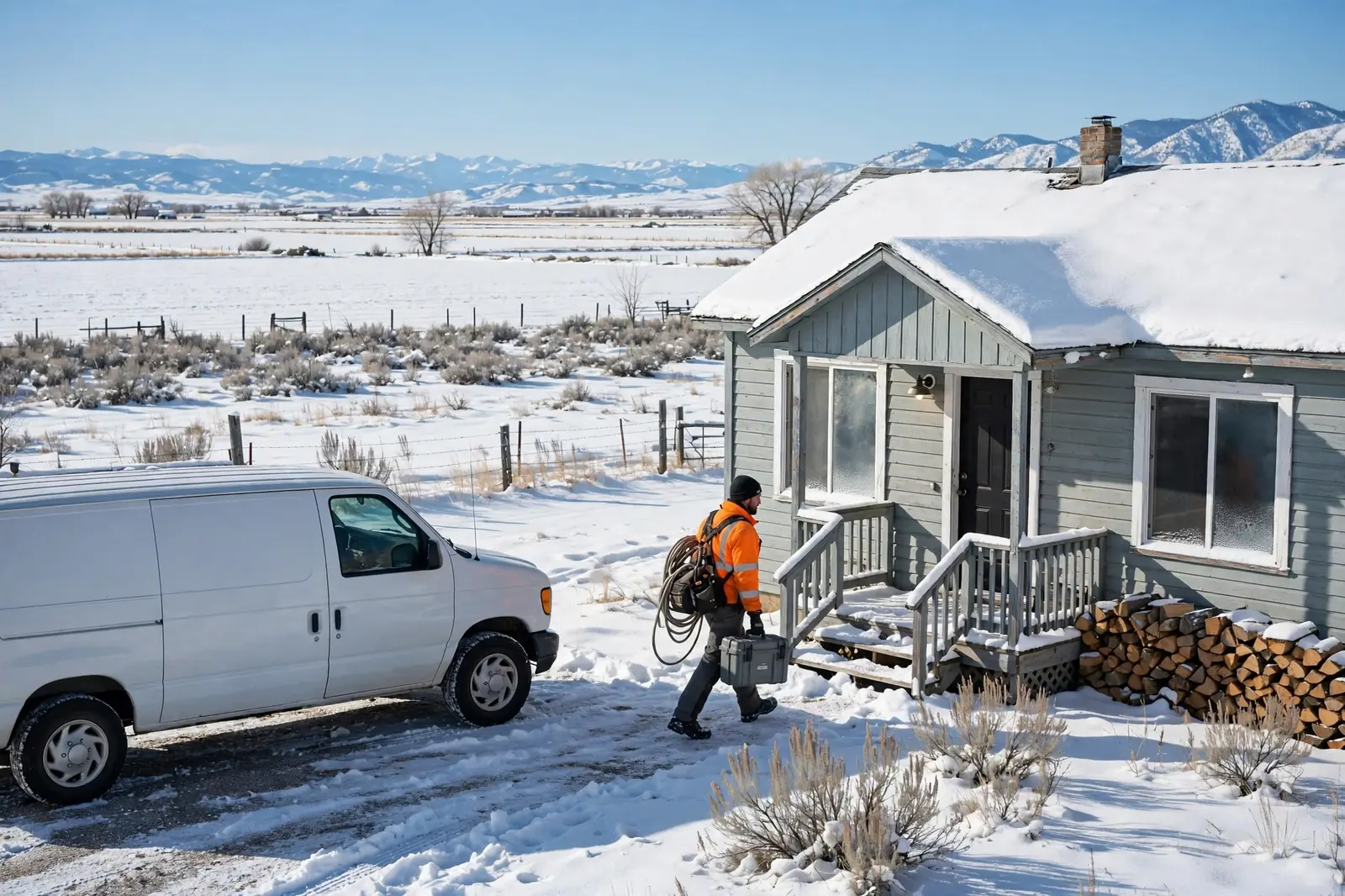 Burst Pipe & Freeze Water Damage Repair Burley, ID — a technician repairing a burst pipe in a home