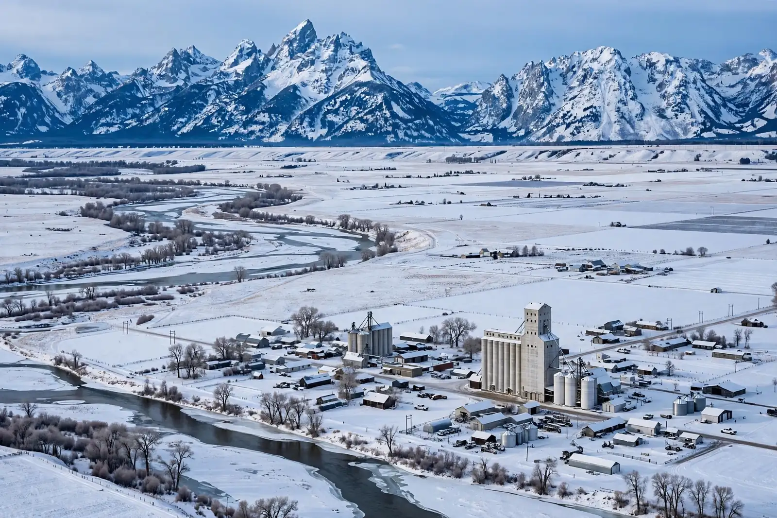 Burst Pipe & Freeze Water Damage Repair Butte County, ID — an Idaho winter landscape in Butte County with a service van