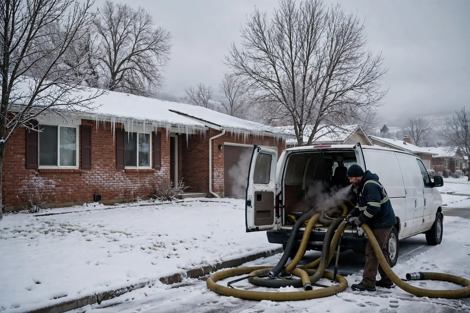 Burst Pipe & Freeze Water Damage Repair Cambridge, ID — a technician repairing a burst pipe in a home