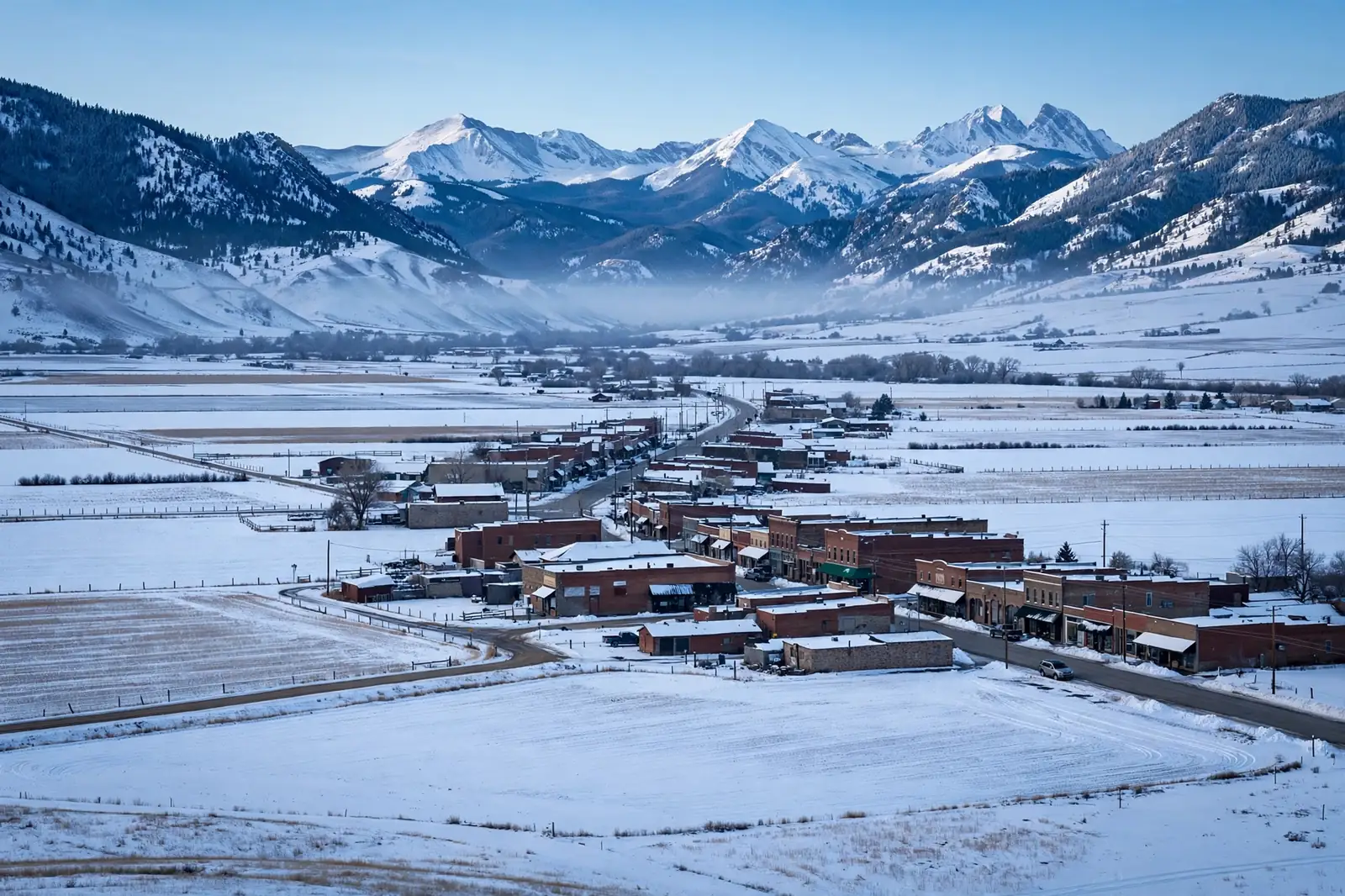 Burst Pipe & Freeze Water Damage Repair Canyon County, ID — an Idaho winter landscape in Canyon County with a service van