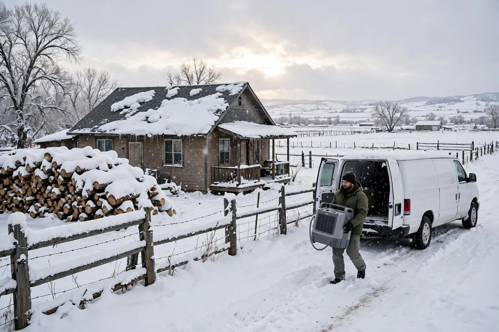 Burst Pipe & Freeze Water Damage Repair Chester, ID — a technician repairing a burst pipe in a home