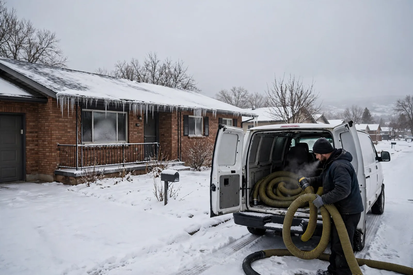 Burst Pipe & Freeze Water Damage Repair Eagle, ID — a technician repairing a burst pipe in a home