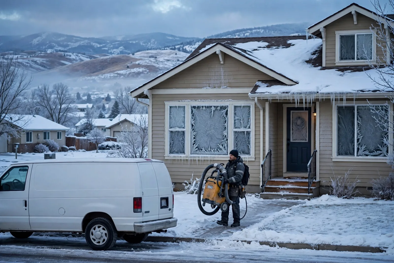 Burst Pipe & Freeze Water Damage Repair Emmett, ID — a technician repairing a burst pipe in a home