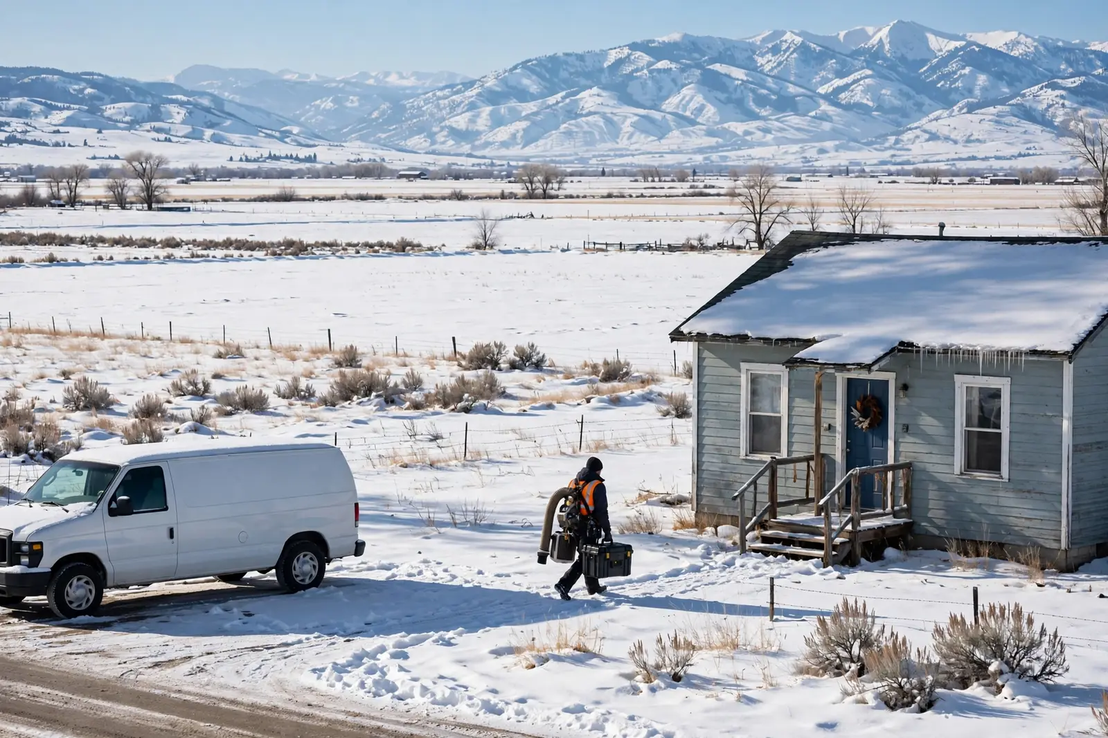 Burst Pipe & Freeze Water Damage Repair Firth, ID — a technician repairing a burst pipe in a home