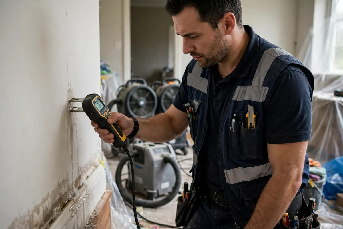 Burst Pipe & Freeze Water Damage Repair Garden City, ID — a technician fitting pipe insulation