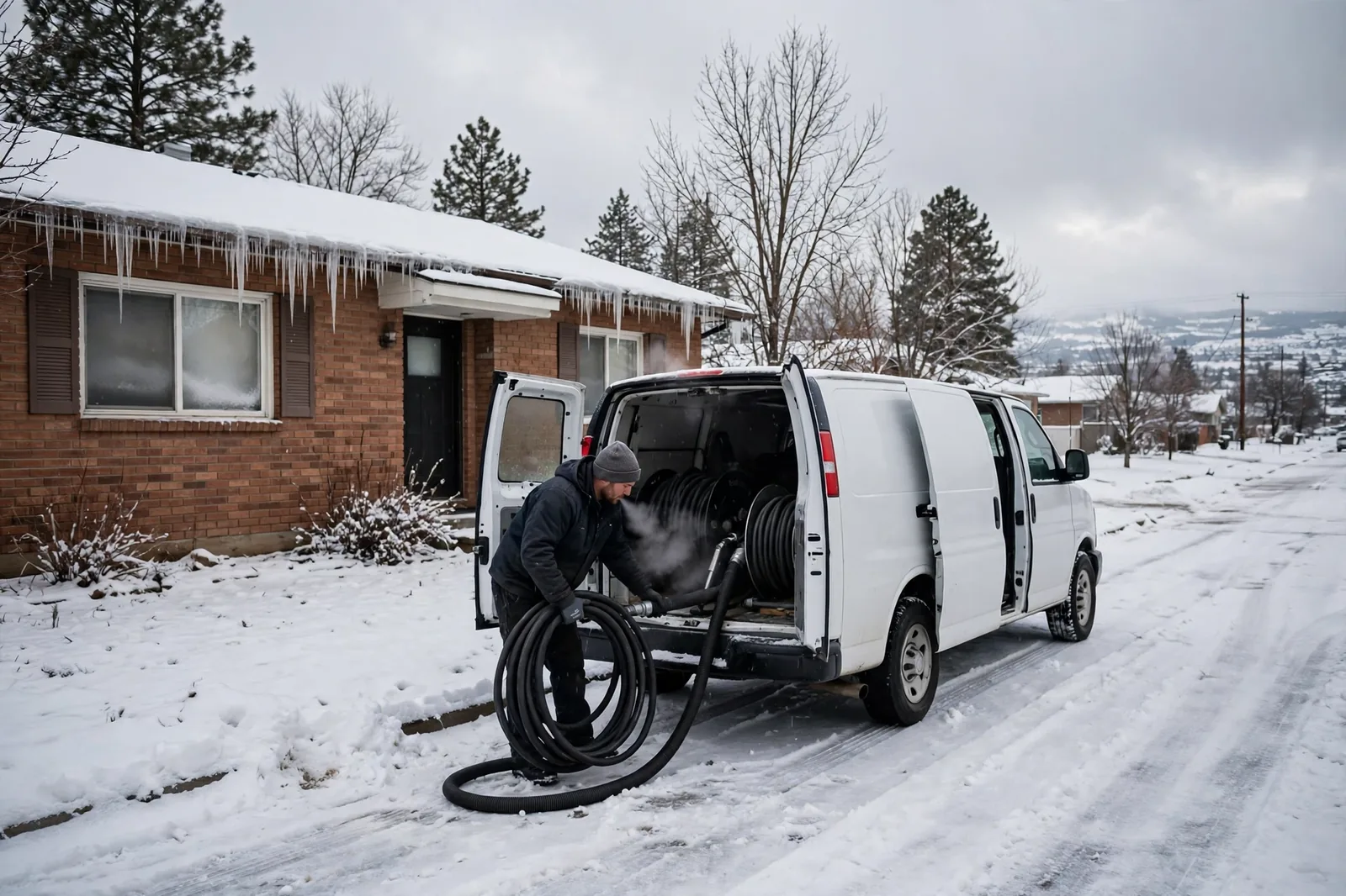 Burst Pipe & Freeze Water Damage Repair Garden Valley, ID — a technician repairing a burst pipe in a home