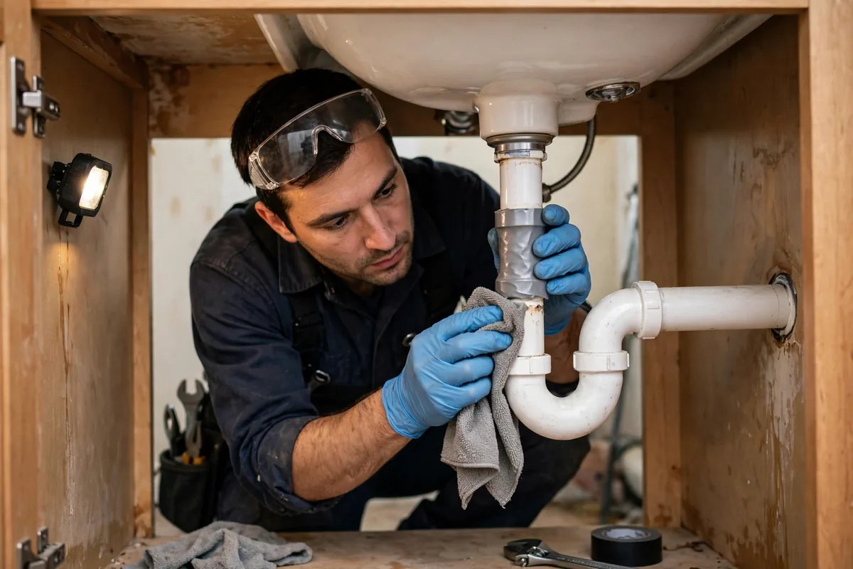 Burst Pipe & Freeze Water Damage Repair Glenns Ferry, ID — a technician fitting pipe insulation