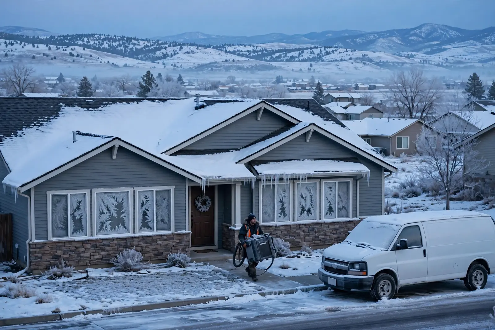 Burst Pipe & Freeze Water Damage Repair Greenleaf, ID — a technician repairing a burst pipe in a home