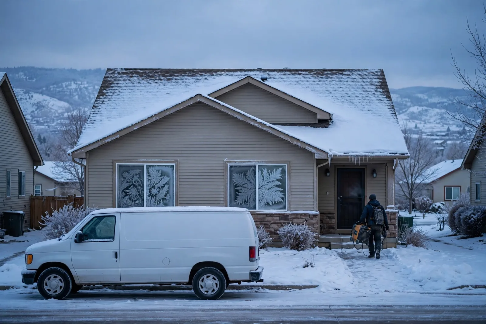 Burst Pipe & Freeze Water Damage Repair Hammett, ID — a technician repairing a burst pipe in a home