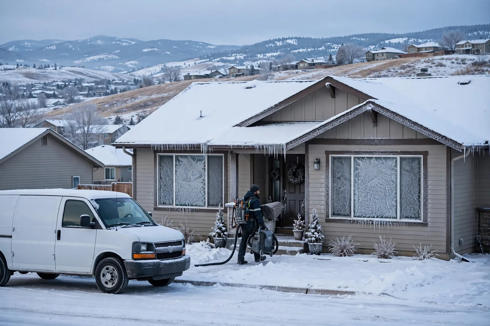 Burst Pipe & Freeze Water Damage Repair Homedale, ID — a technician repairing a burst pipe in a home