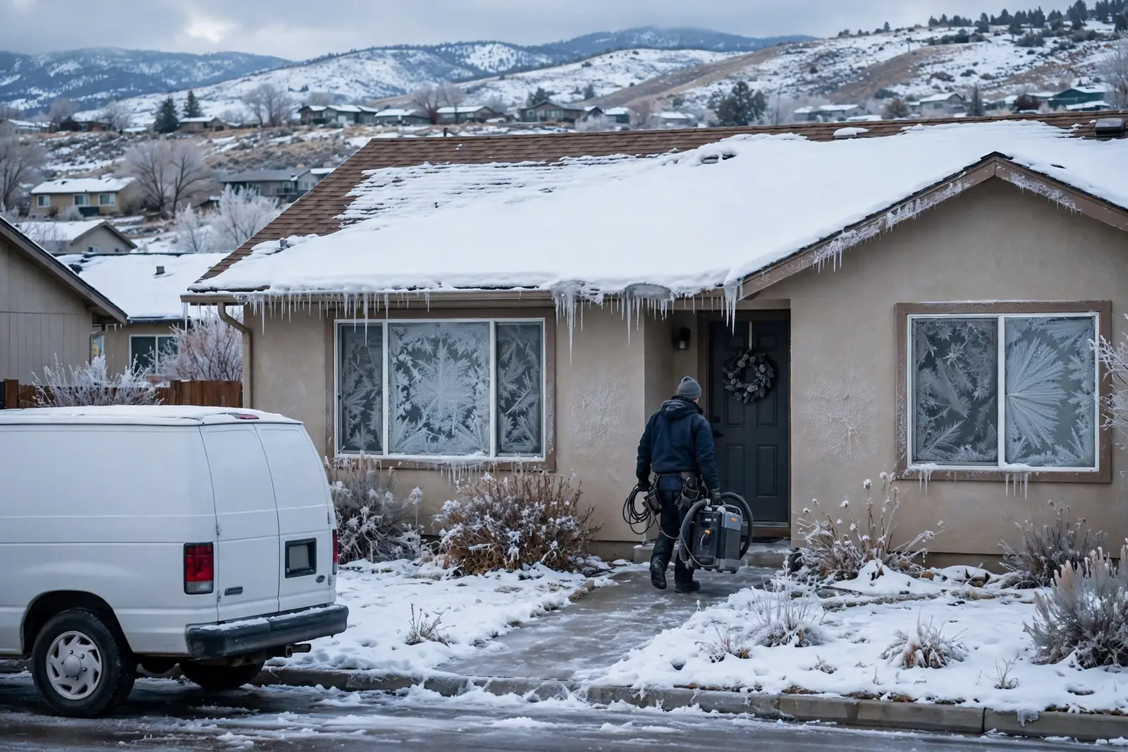 Burst Pipe & Freeze Water Damage Repair Horseshoe Bend, ID — a technician repairing a burst pipe in a home