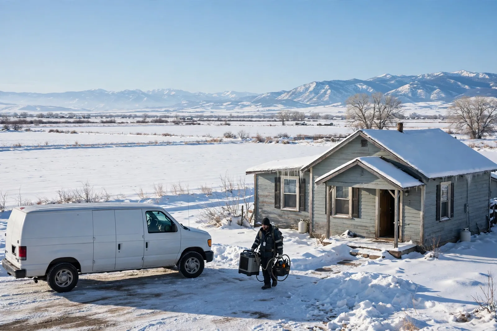 Burst Pipe & Freeze Water Damage Repair Howe, ID — a technician repairing a burst pipe in a home