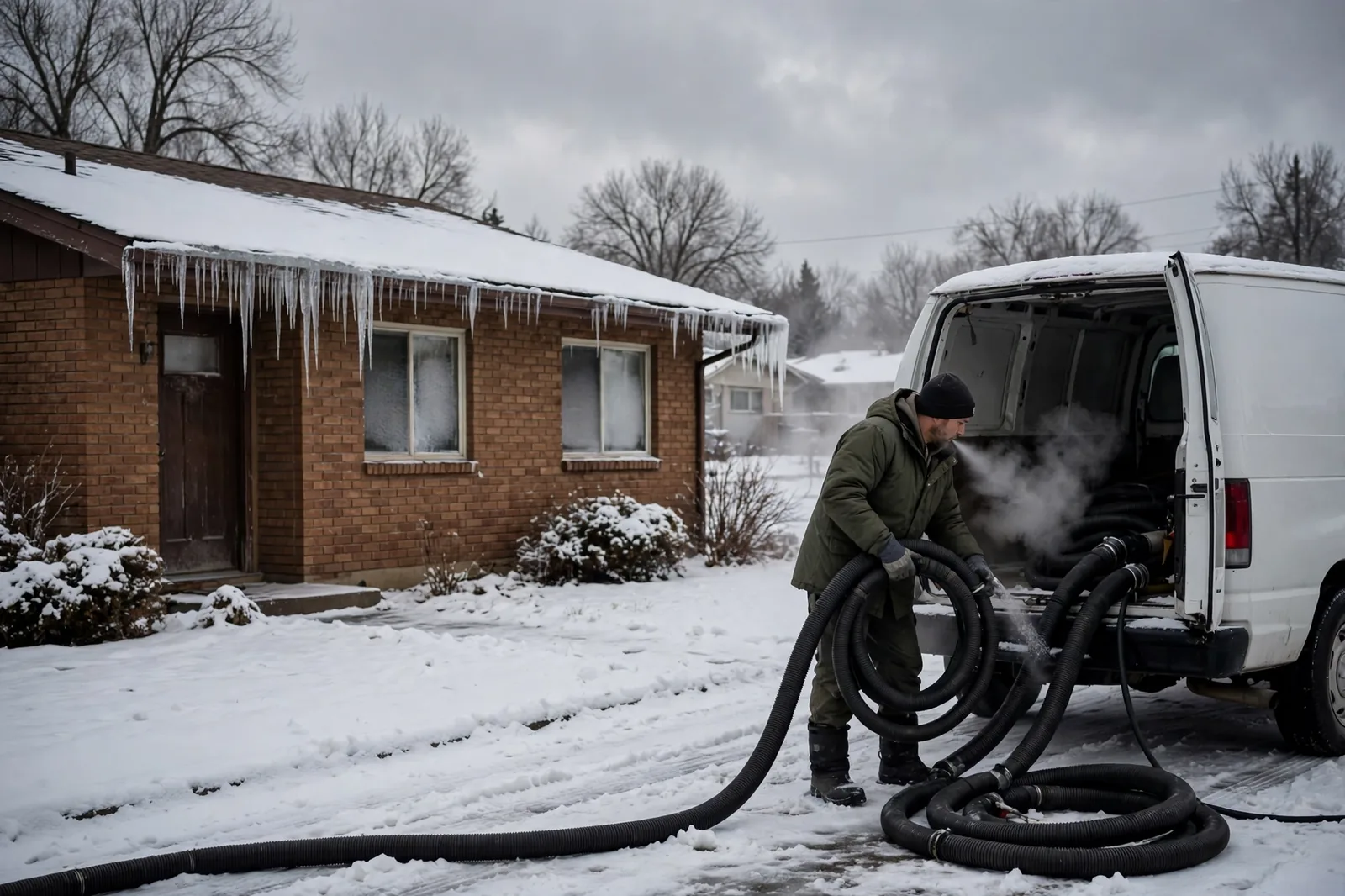 Burst Pipe & Freeze Water Damage Repair Huston, ID — a technician repairing a burst pipe in a home