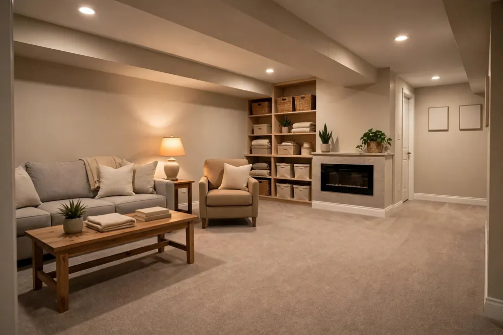 The fixed result after burst pipe repair and drying in a basement