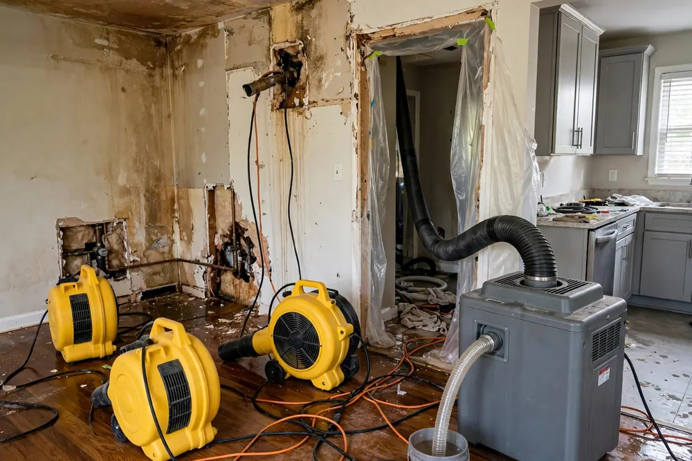 Burst Pipe & Freeze Water Damage Repair Idaho — structural drying equipment set up in a home