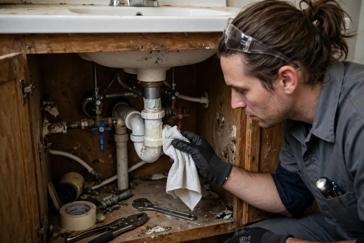 Burst Pipe & Freeze Water Damage Repair King Hill, ID — a technician fitting pipe insulation