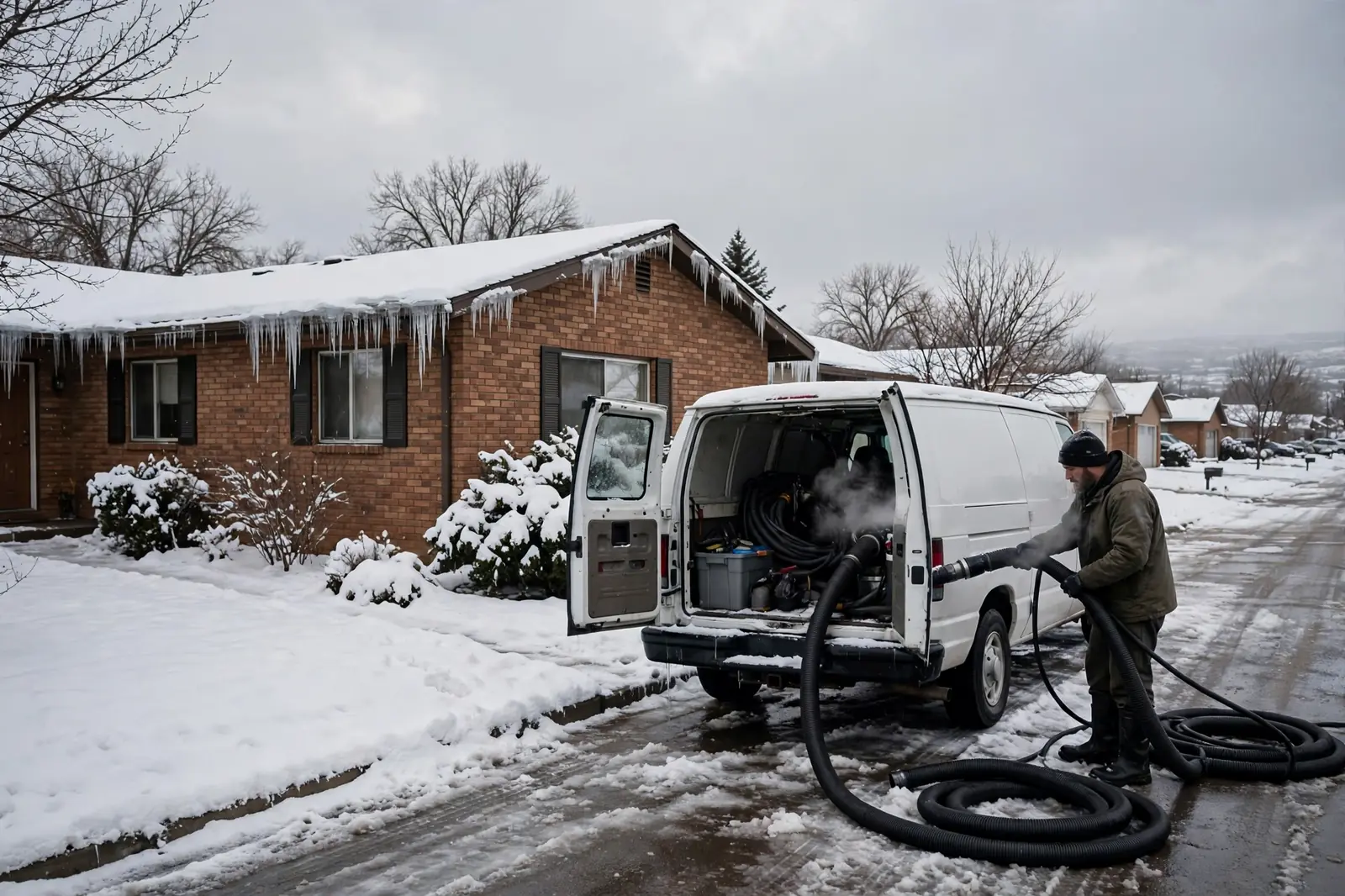 Burst Pipe & Freeze Water Damage Repair Letha, ID — a technician repairing a burst pipe in a home