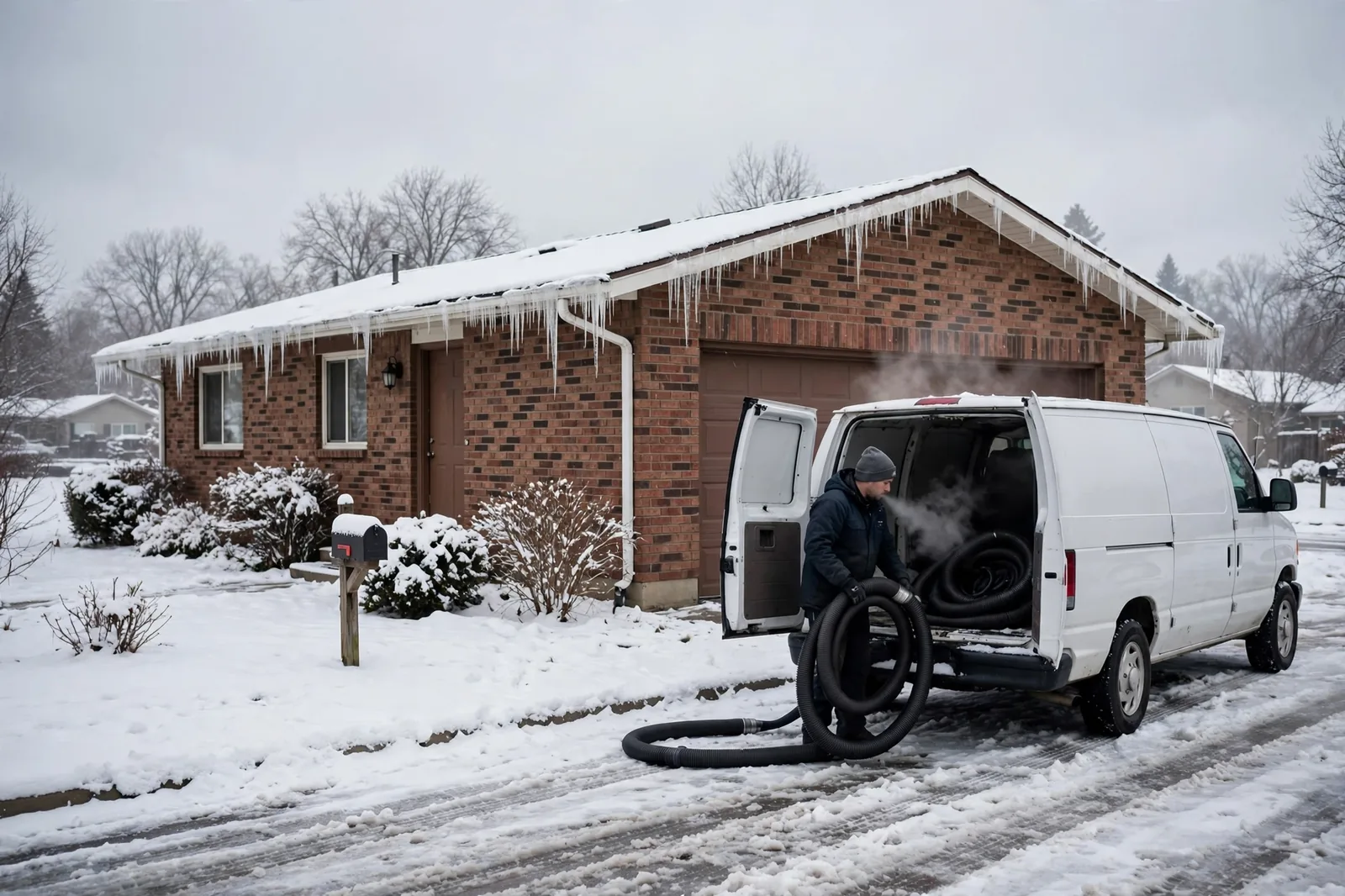 Burst Pipe & Freeze Water Damage Repair Marsing, ID — a technician repairing a burst pipe in a home