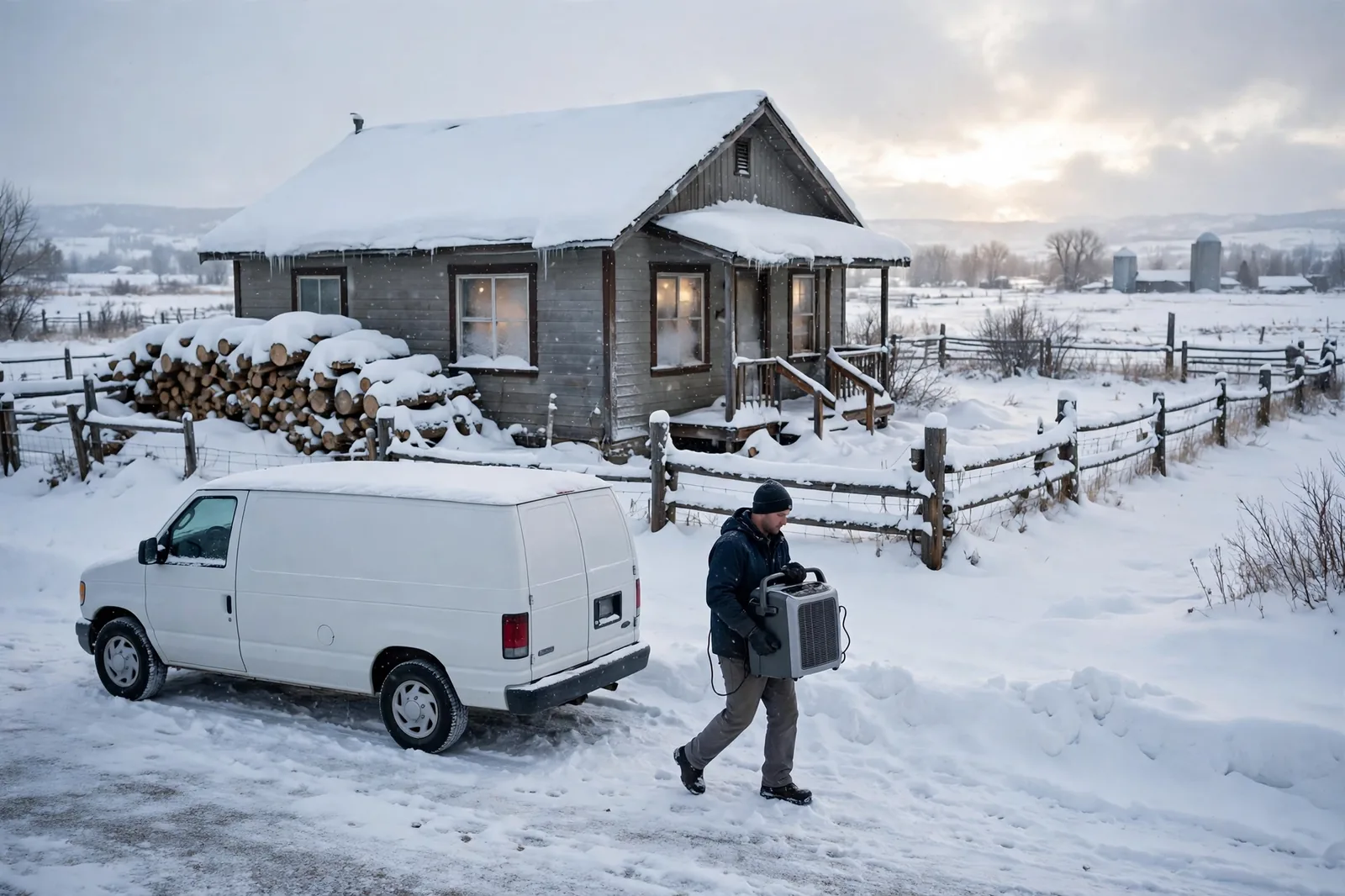Burst Pipe & Freeze Water Damage Repair Menan, ID — a technician repairing a burst pipe in a home
