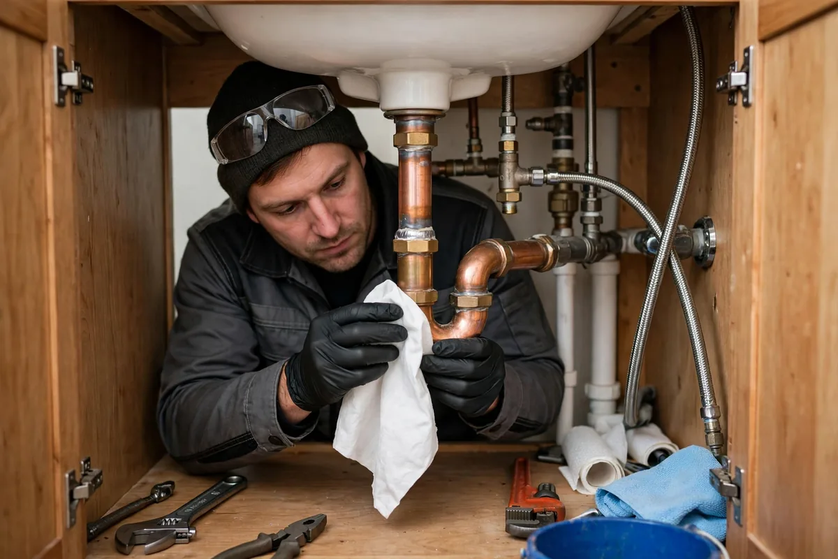 Burst Pipe & Freeze Water Damage Repair Menan, ID — a technician fitting pipe insulation