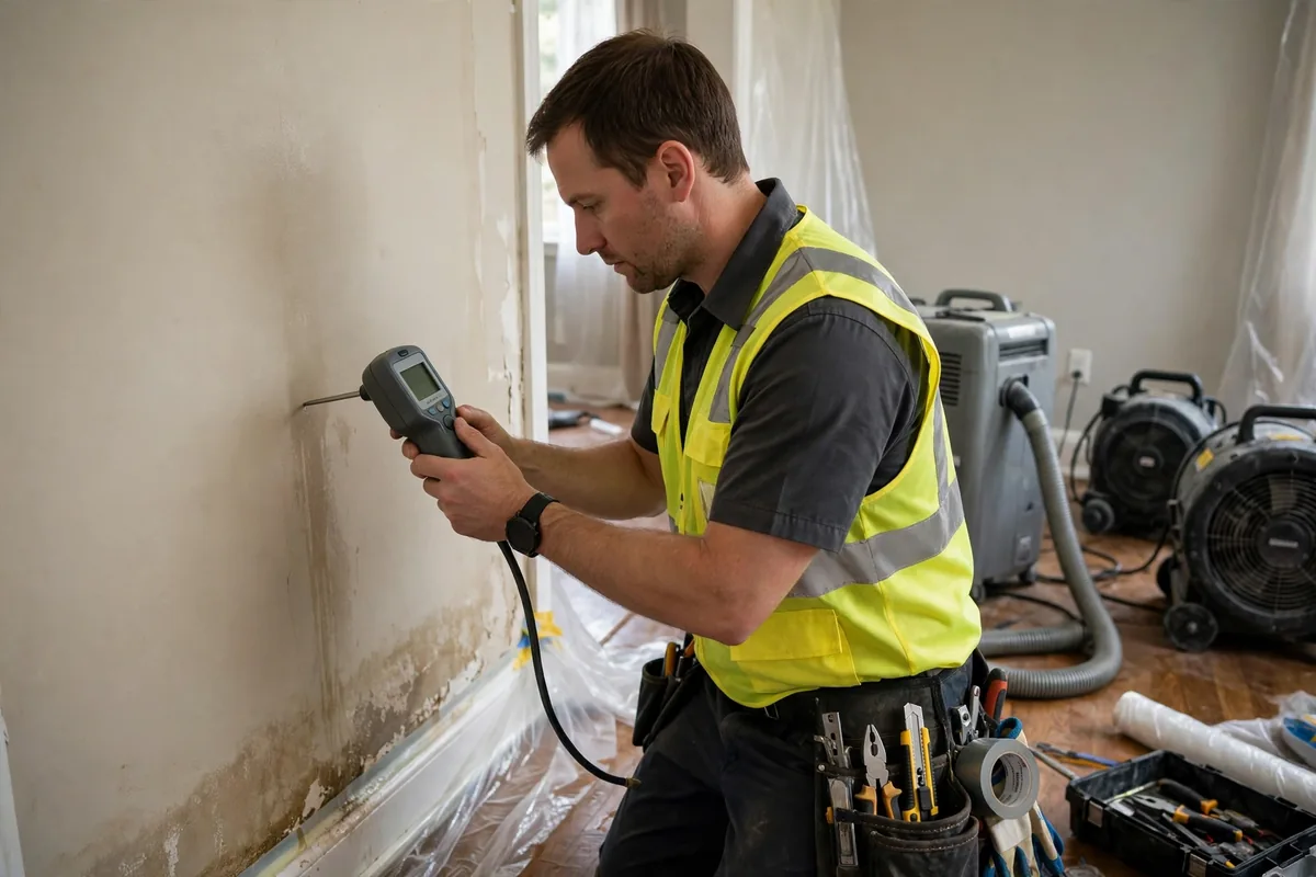 Burst Pipe & Freeze Water Damage Repair Middleton, ID — a technician fitting pipe insulation