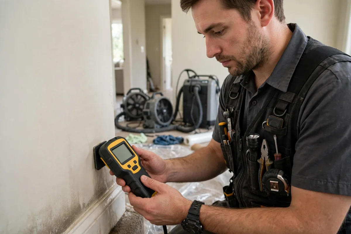 Burst Pipe & Freeze Water Damage Repair Mountain Home AFB, ID — a technician fitting pipe insulation