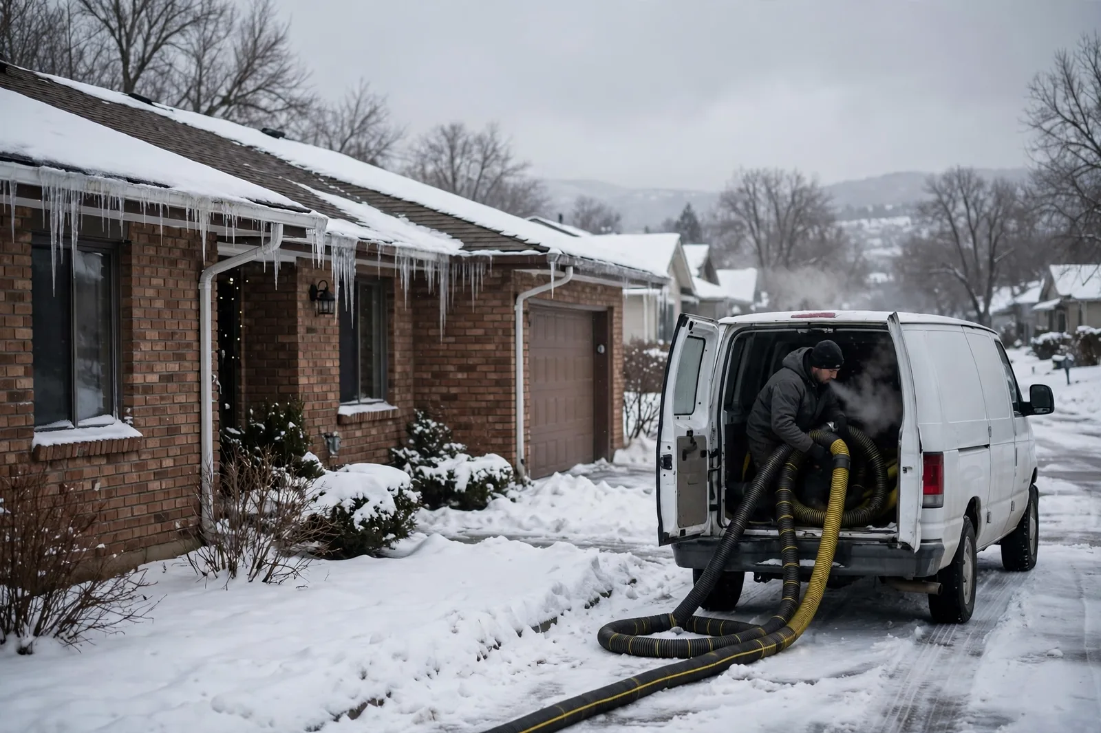 Burst Pipe & Freeze Water Damage Repair Mountain Home, ID — a technician repairing a burst pipe in a home
