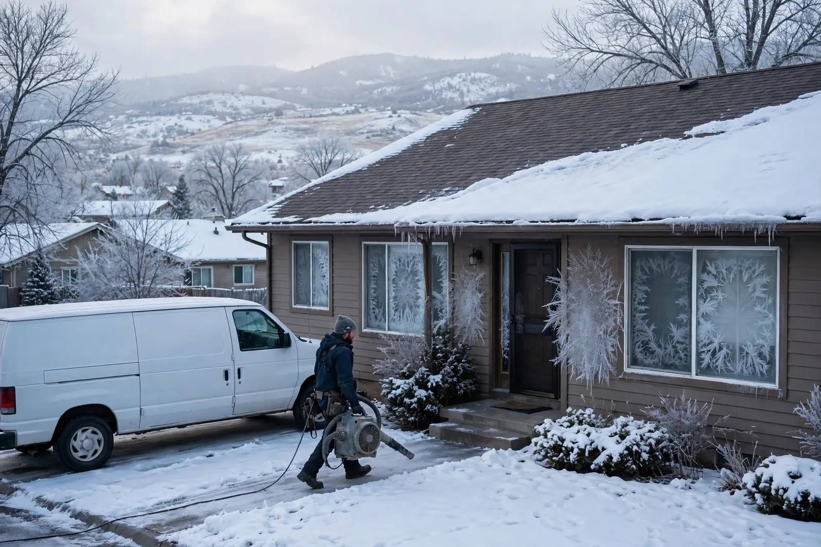 Burst Pipe & Freeze Water Damage Repair New Plymouth, ID — a technician repairing a burst pipe in a home