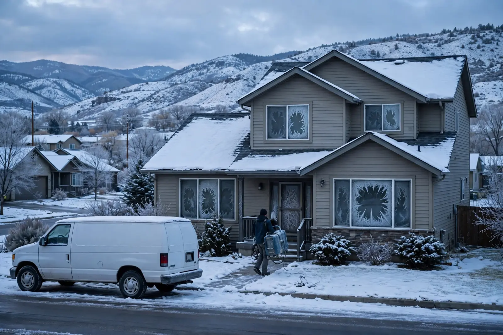Burst Pipe & Freeze Water Damage Repair Parma, ID — a technician repairing a burst pipe in a home