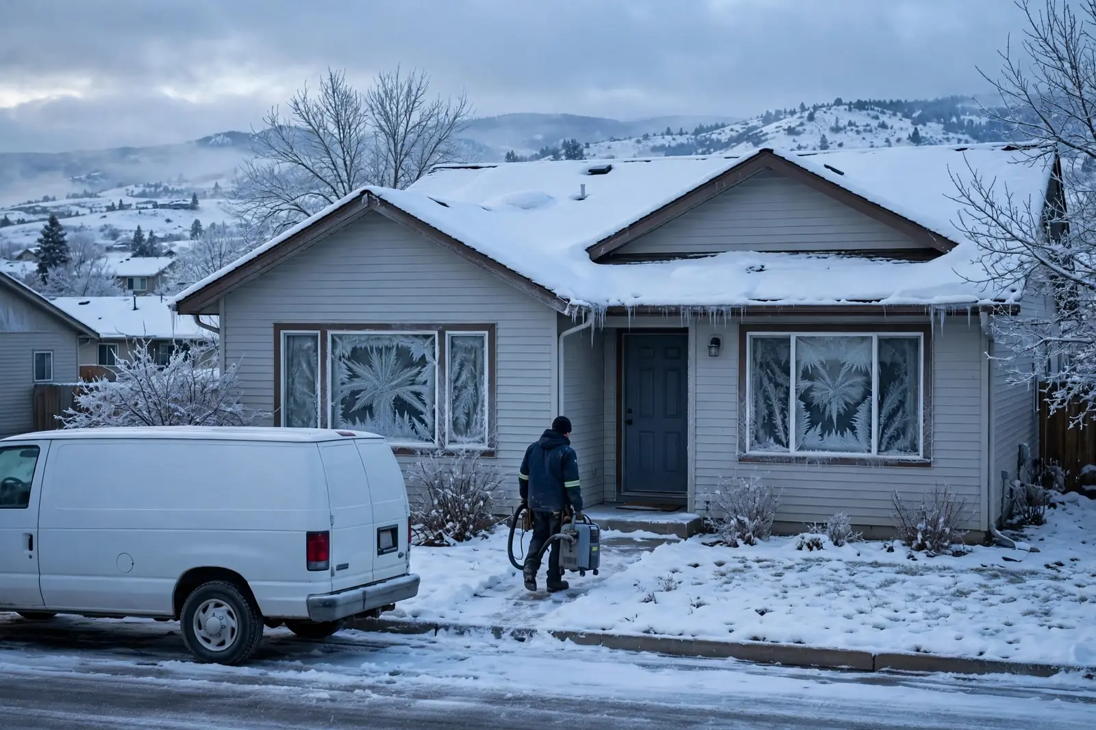 Burst Pipe & Freeze Water Damage Repair Payette, ID — a technician repairing a burst pipe in a home