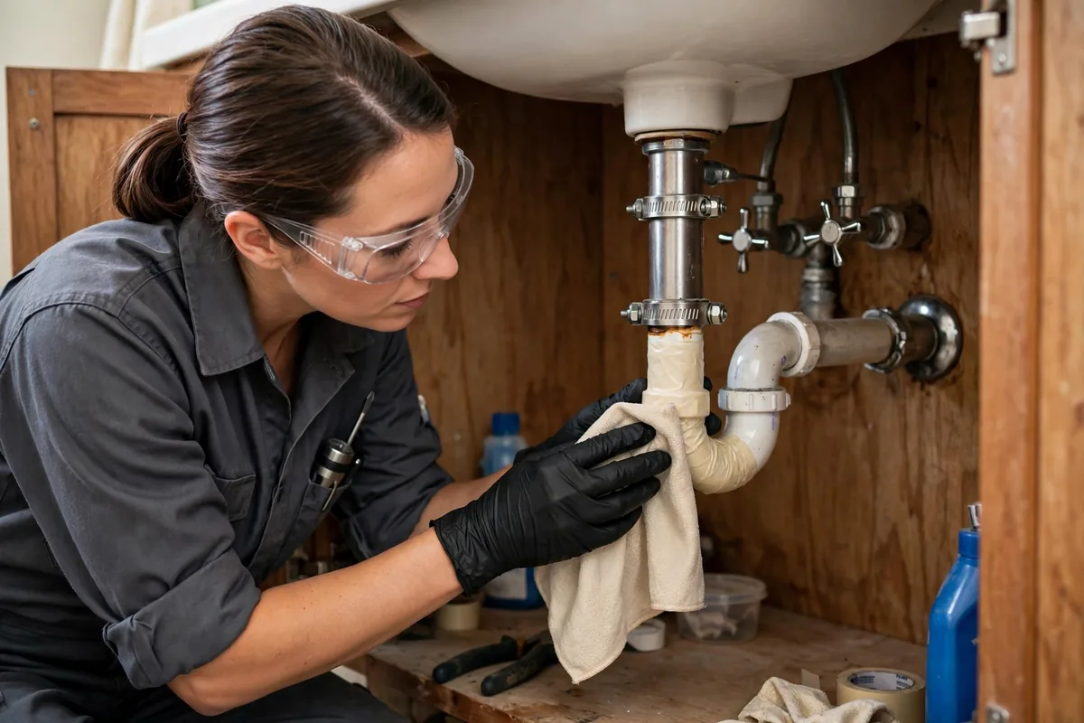 Burst Pipe & Freeze Water Damage Repair Pocatello, ID — a technician fitting pipe insulation