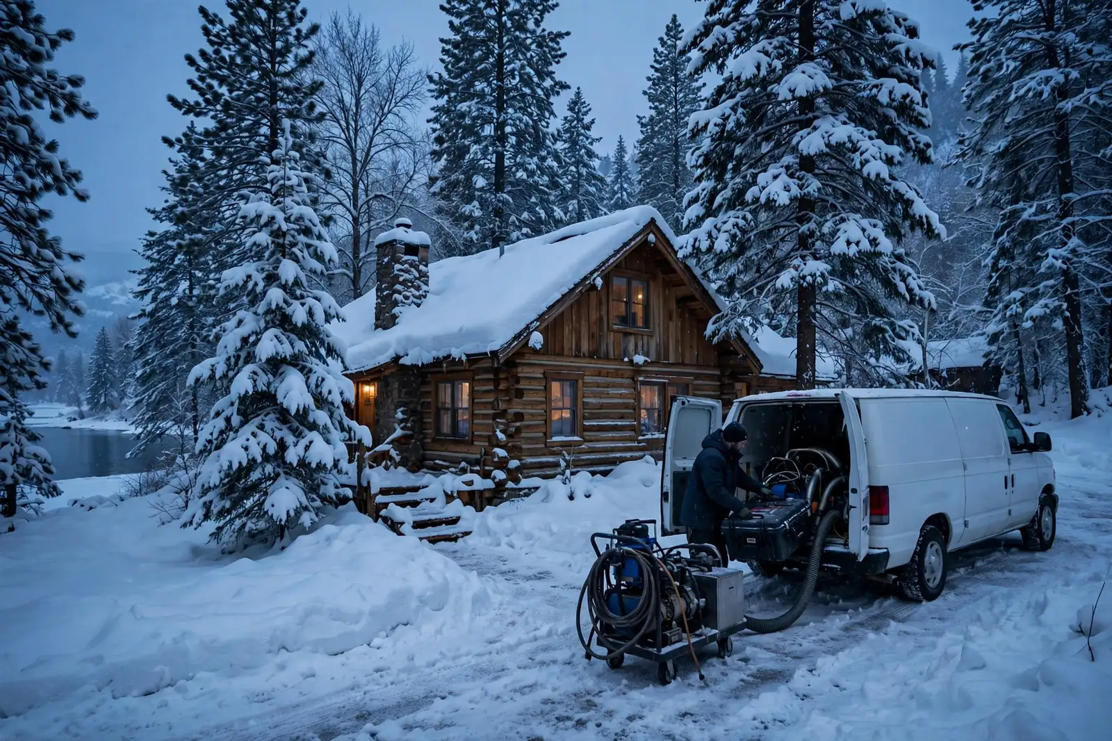 Burst Pipe & Freeze Water Damage Repair Rathdrum, ID — a technician repairing a burst pipe in a home