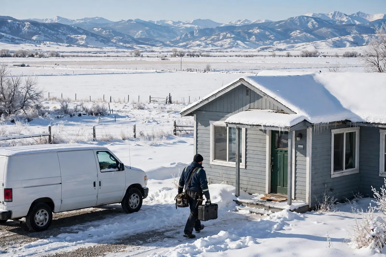 Burst Pipe & Freeze Water Damage Repair Rexburg, ID — a technician repairing a burst pipe in a home