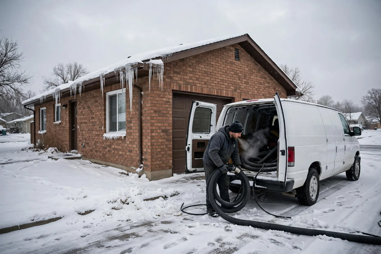 Burst Pipe & Freeze Water Damage Repair Star, ID — a technician repairing a burst pipe in a home
