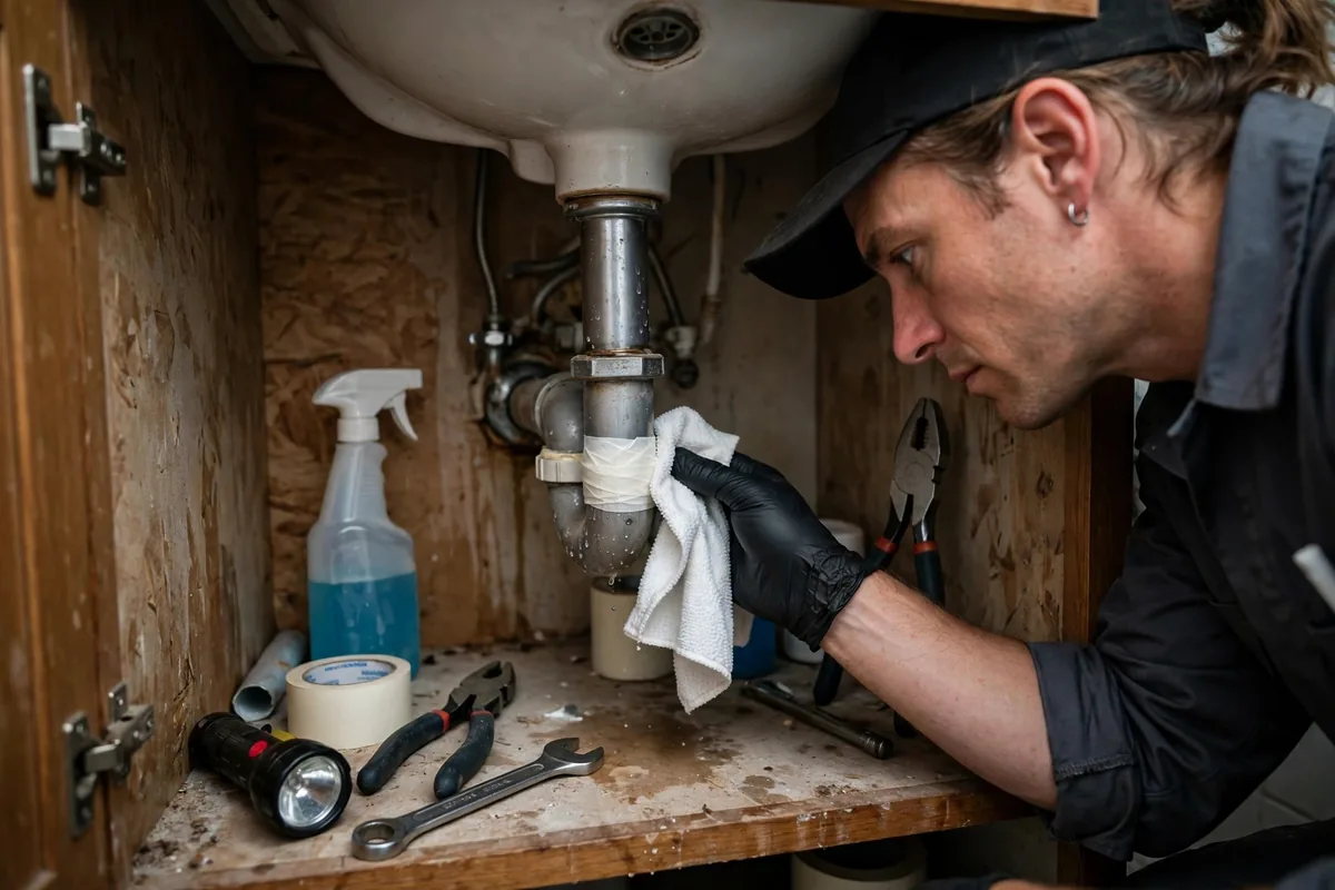 Burst Pipe & Freeze Water Damage Repair Sweet, ID — a technician fitting pipe insulation