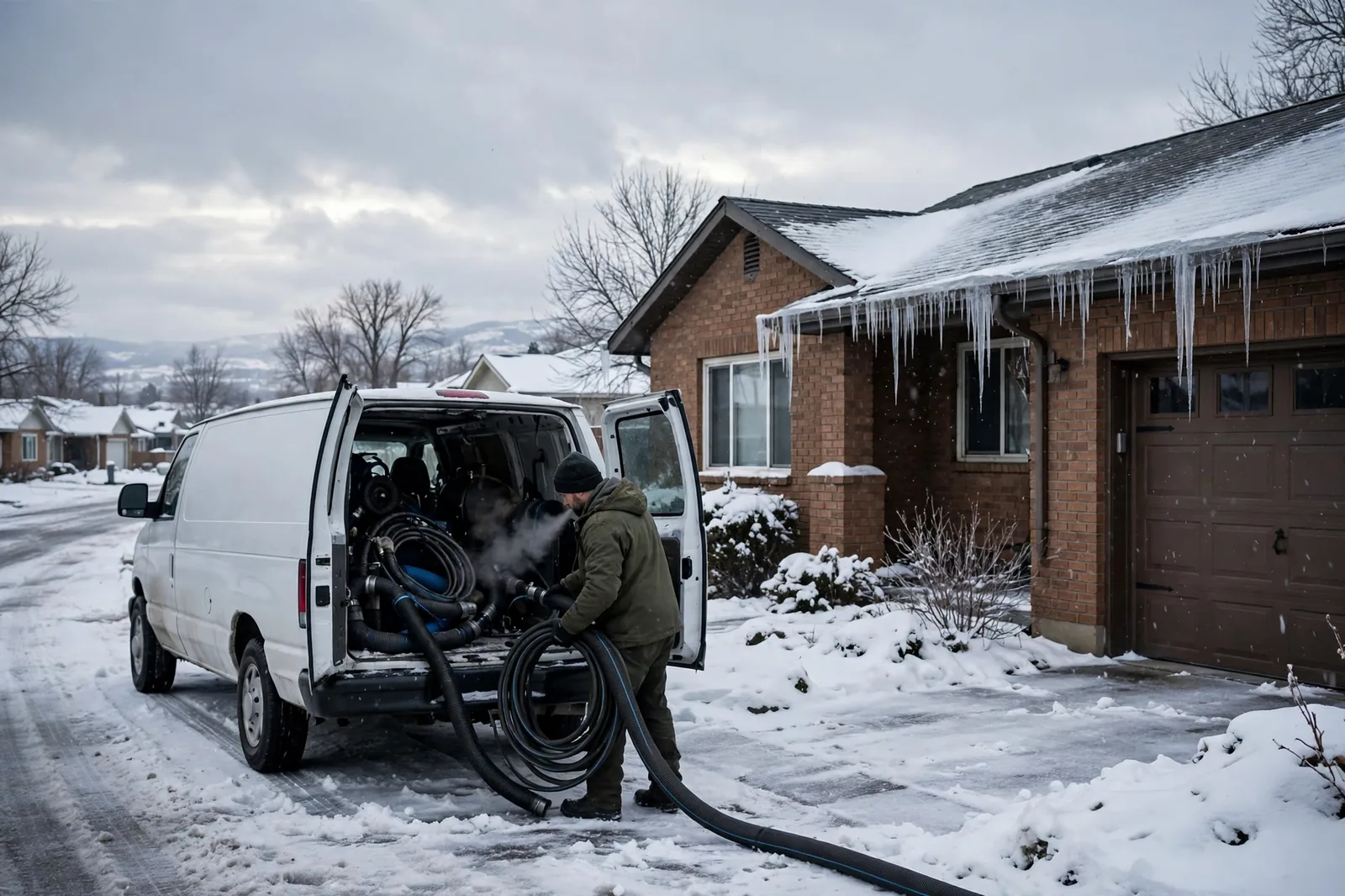 Burst Pipe & Freeze Water Damage Repair Weiser, ID — a technician repairing a burst pipe in a home