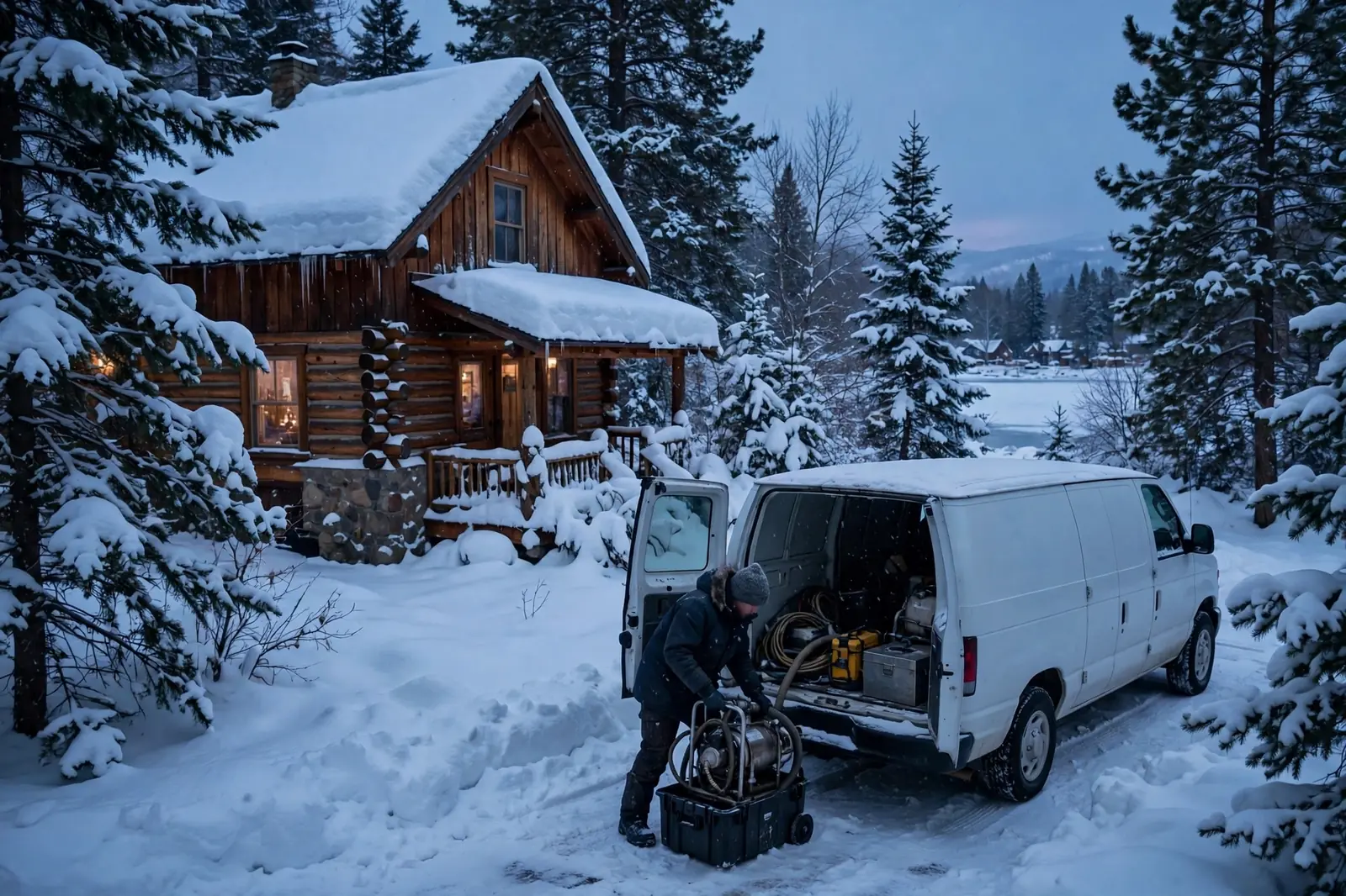 Burst Pipe & Freeze Water Damage Repair Worley, ID — a technician repairing a burst pipe in a home
