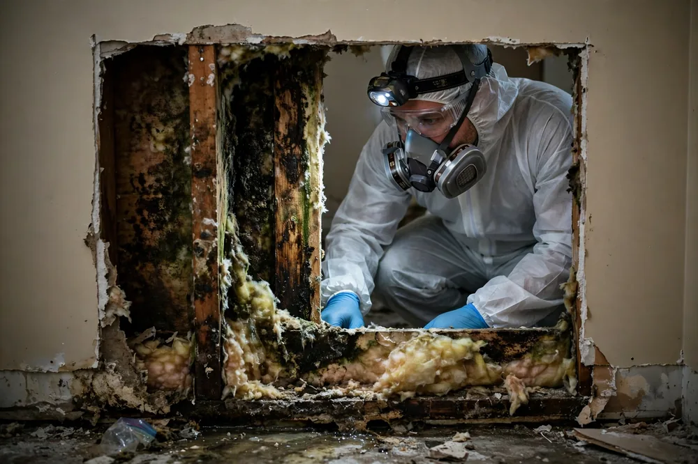 Delayed Drying Mold After Burst Pipe — a close look at a frozen pipe section