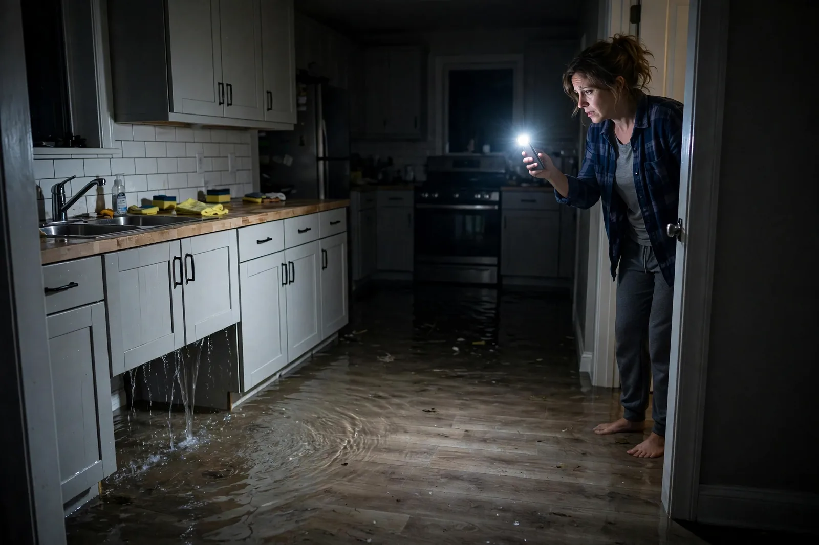 Emergency Burst Pipe & Freeze Water Damage Repair Athol, ID — first-hour response to a burst pipe, shutoff valve being closed