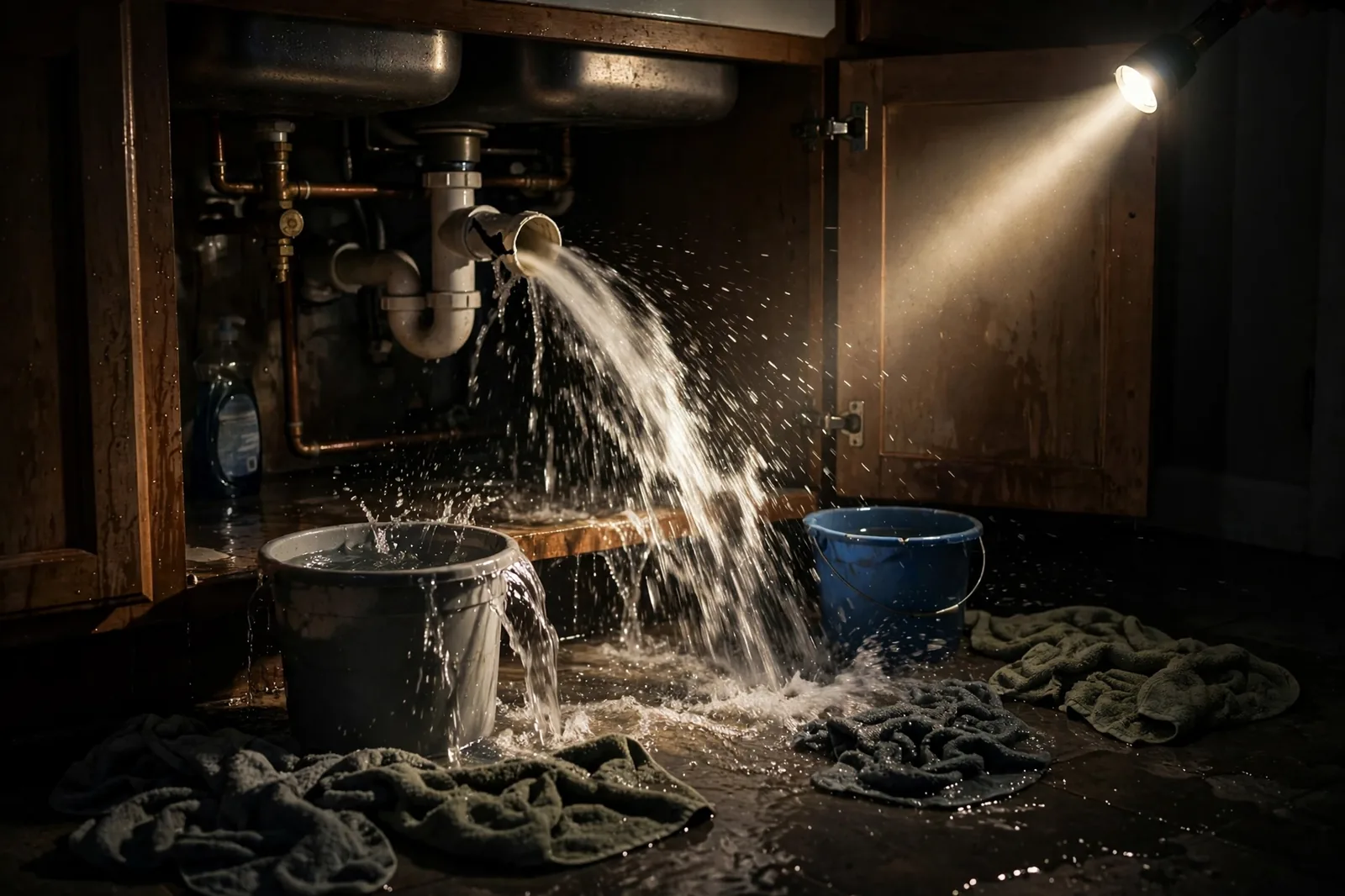 Emergency Burst Pipe & Freeze Water Damage Repair Banks, ID — first-hour response to a burst pipe, shutoff valve being closed