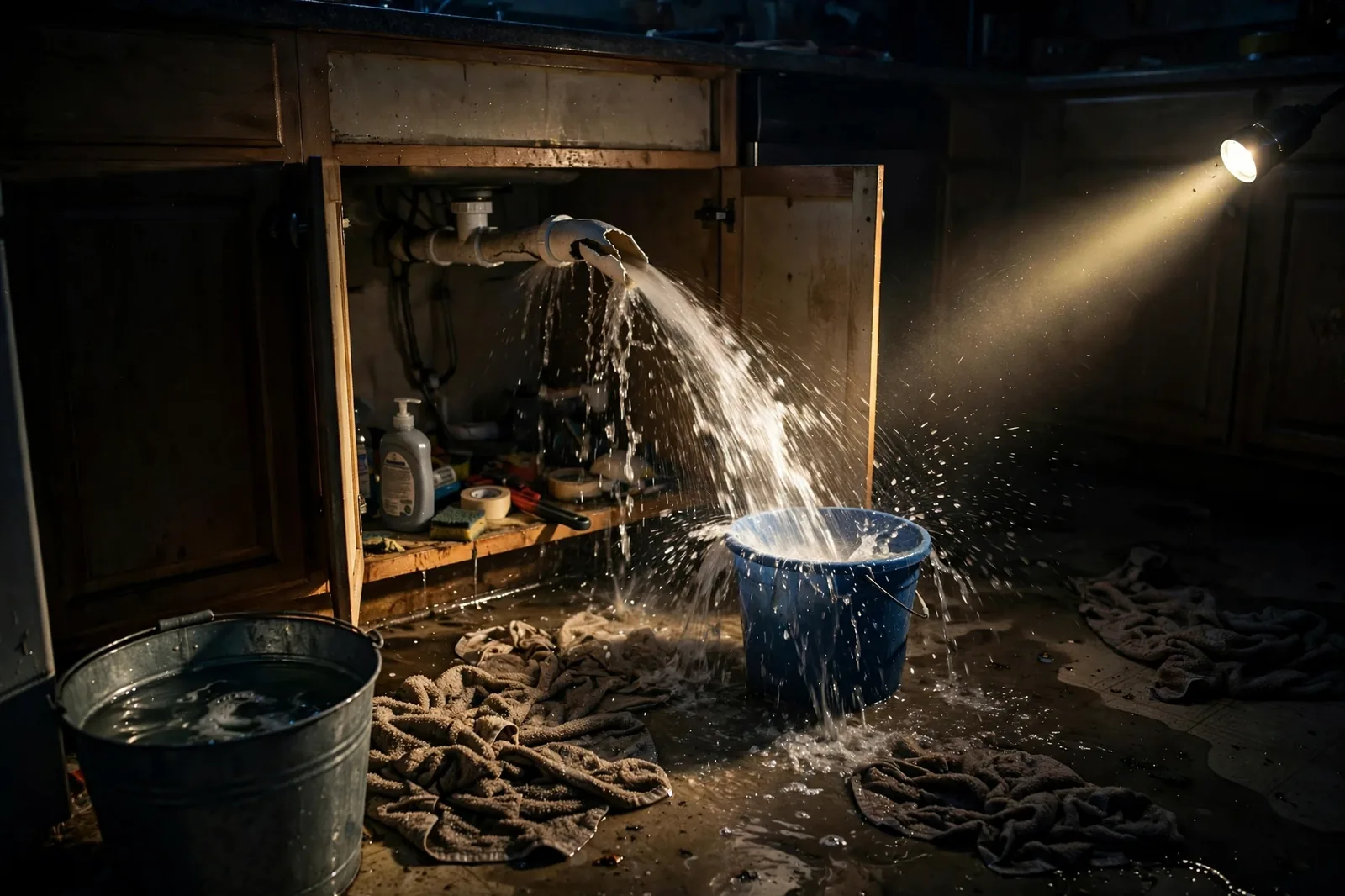 Emergency Burst Pipe & Freeze Water Damage Repair Basalt, ID — first-hour response to a burst pipe, shutoff valve being closed