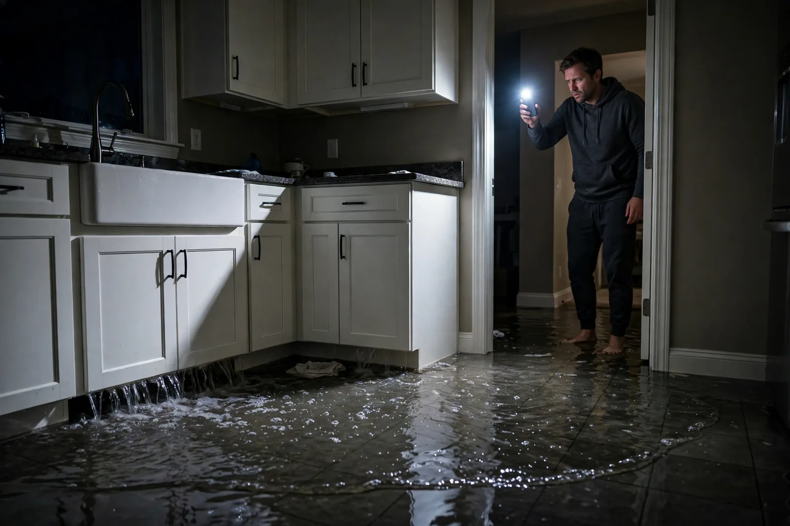 Emergency Burst Pipe & Freeze Water Damage Repair Bayview, ID — first-hour response to a burst pipe, shutoff valve being closed