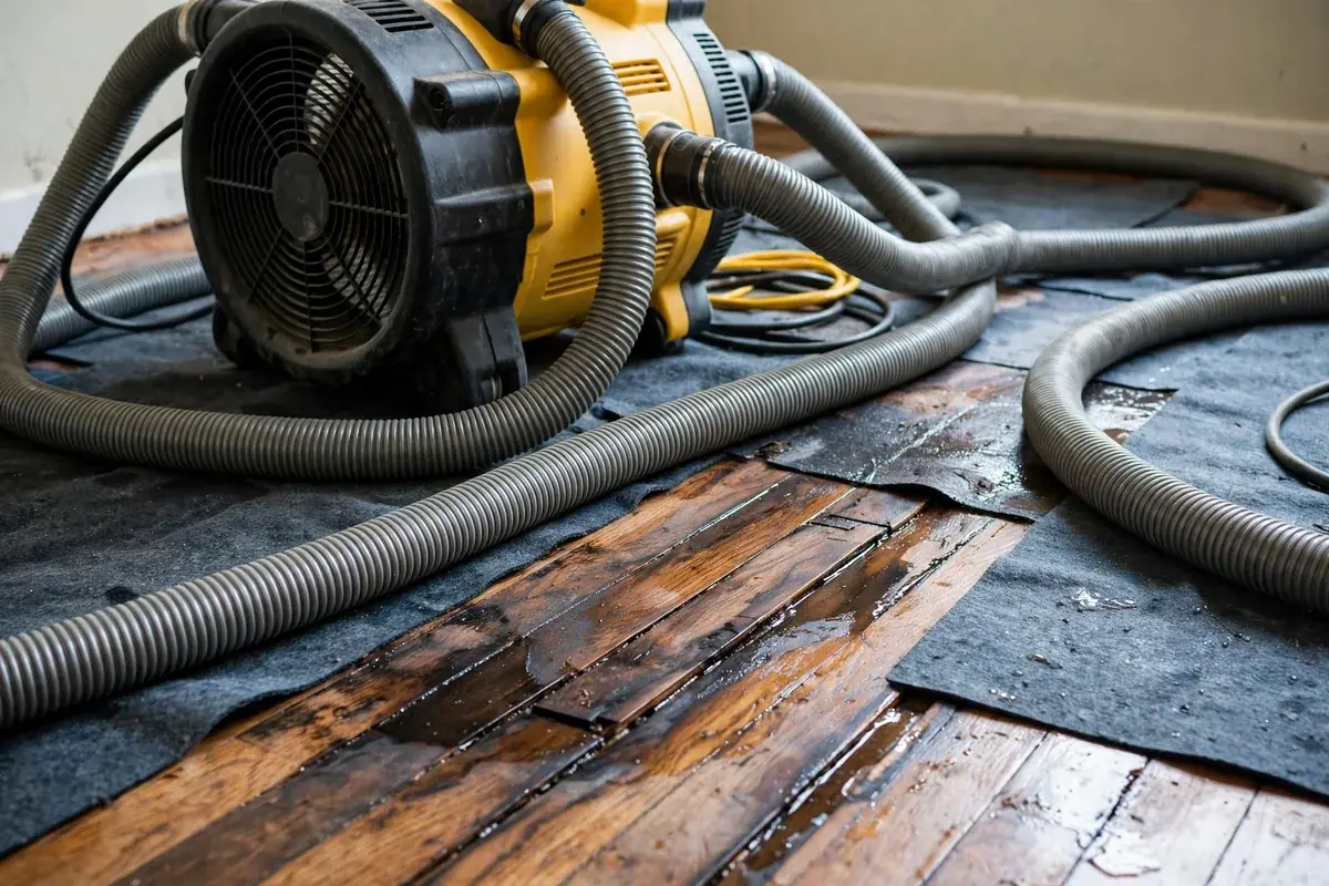 Emergency Burst Pipe & Freeze Water Damage Repair Boise, ID — air movers and a dehumidifier drying a flooded room