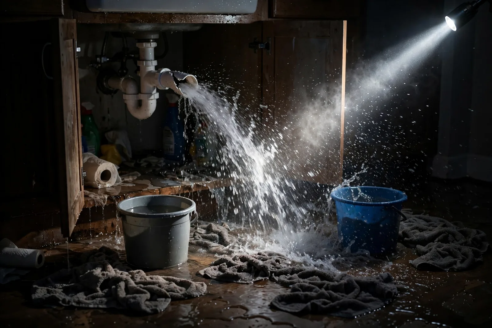 Emergency Burst Pipe & Freeze Water Damage Repair Burley, ID — first-hour response to a burst pipe, shutoff valve being closed